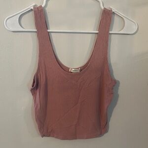 Bozzolo Ribbed Scoop Tank Top - Mauve Pink